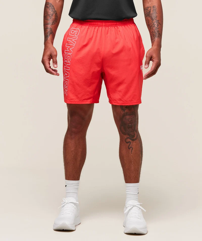 Gymshark Hybrid Athlete 7" Shorts - Coral Red