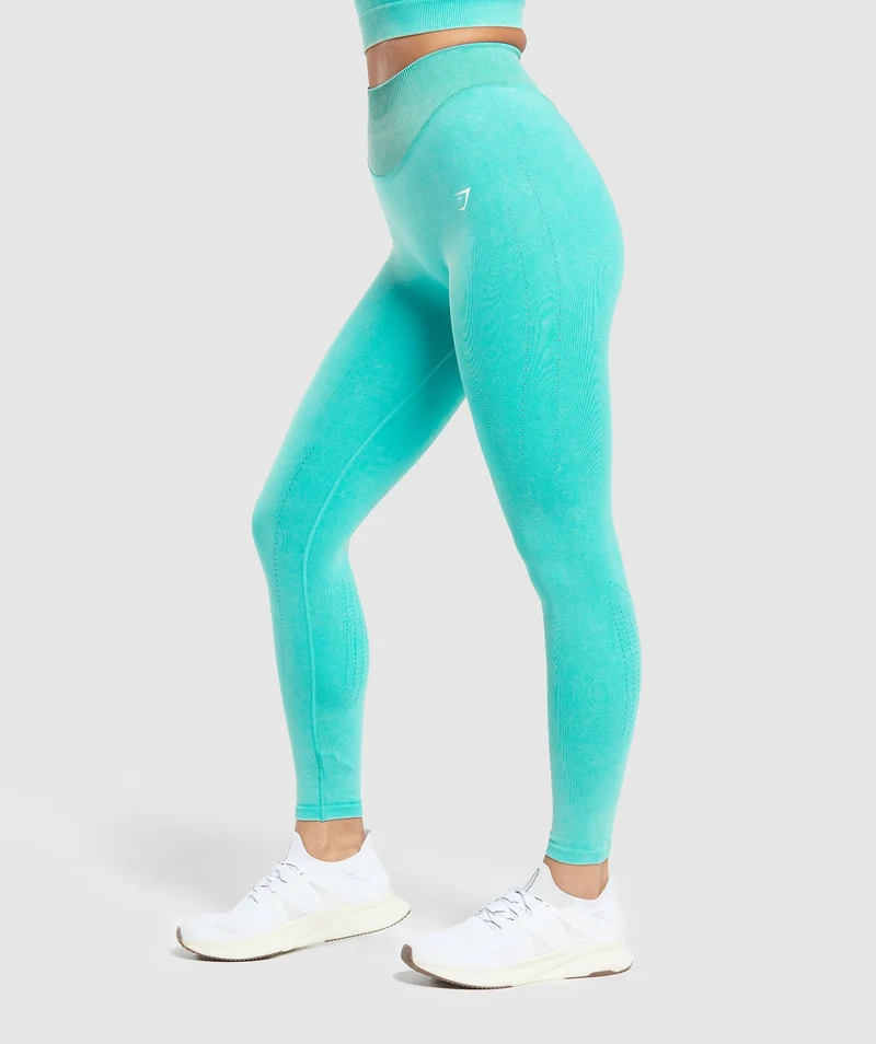 Gymshark Sweat Seamless Washed Leggings - Blue