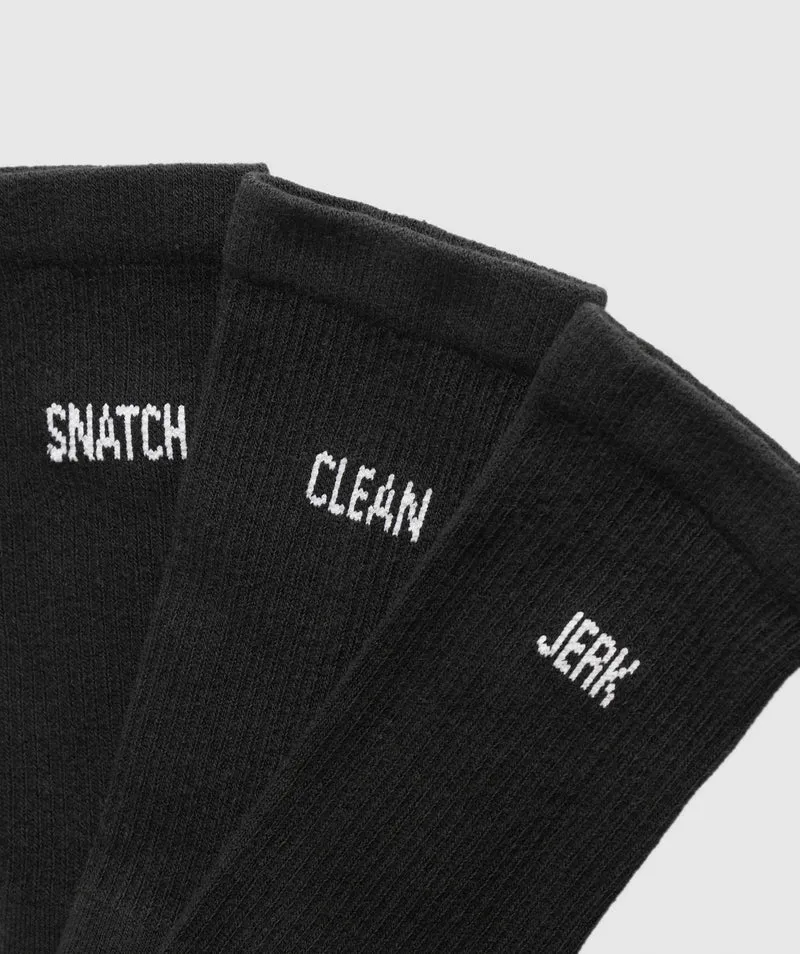 Gymshark GFX Weightlifting Socks 3pk - Black