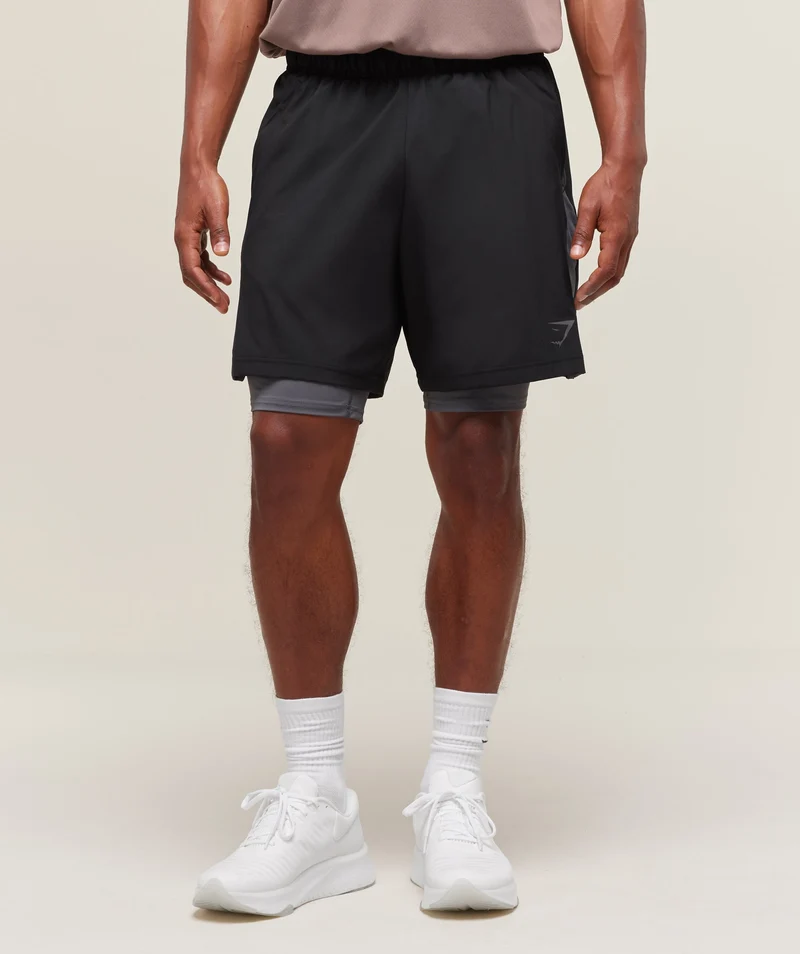 Gymshark Sport 7" 2-in-1 Shorts - Black/Dark Grey