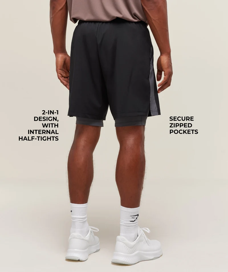 Gymshark Sport 7" 2-in-1 Shorts - Black/Dark Grey