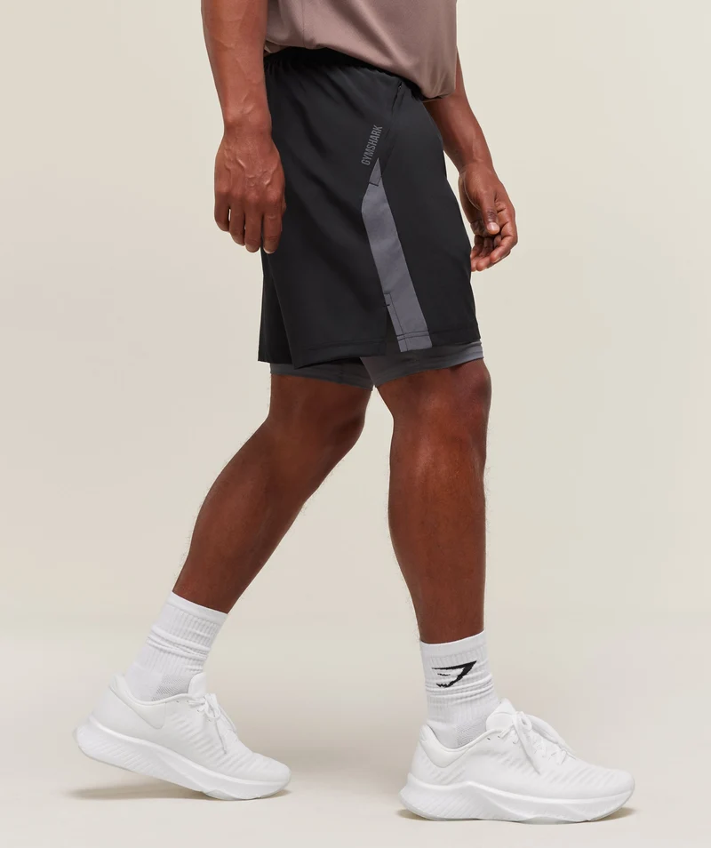 Gymshark Sport 7" 2-in-1 Shorts - Black/Dark Grey