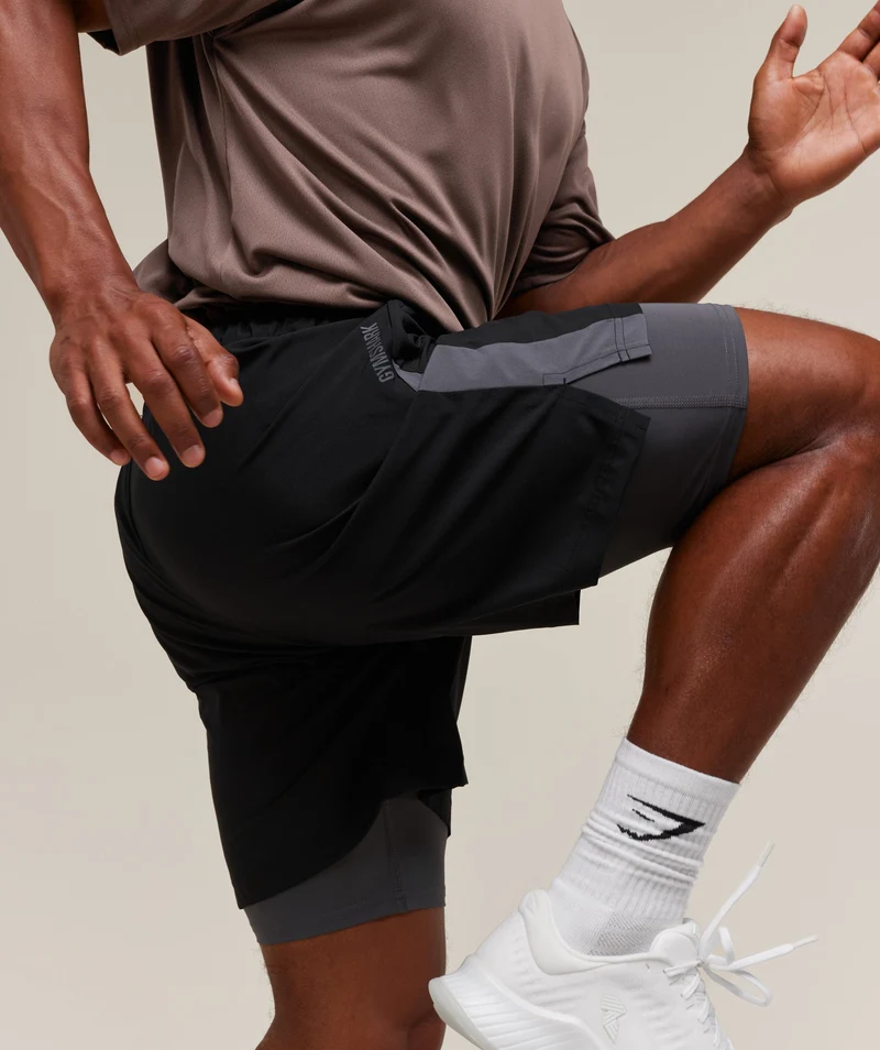 Gymshark Sport 7" 2-in-1 Shorts - Black/Dark Grey
