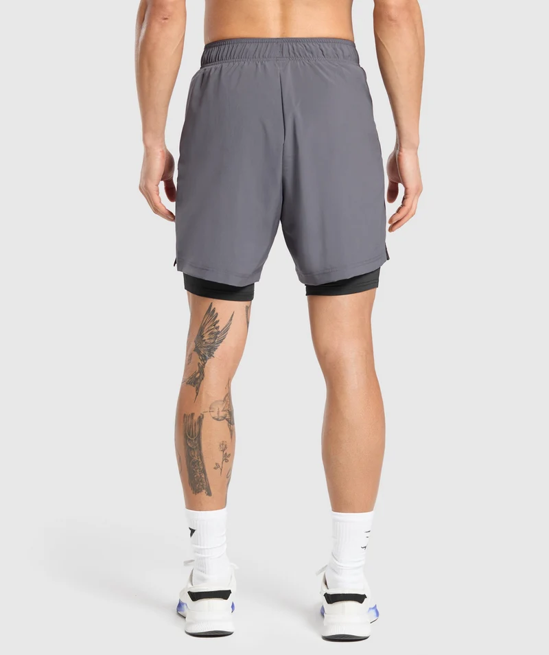 Gymshark Sport 7" 2-in-1 Shorts - Dark Grey/Black