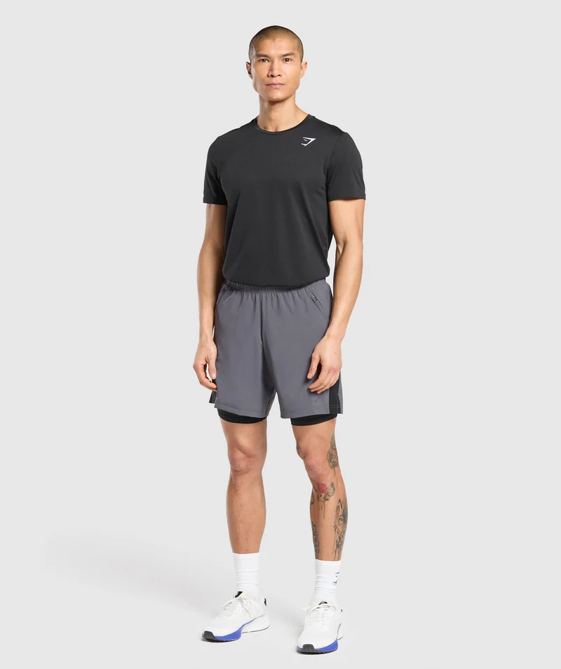 Gymshark Sport 7" 2-in-1 Shorts - Dark Grey/Black