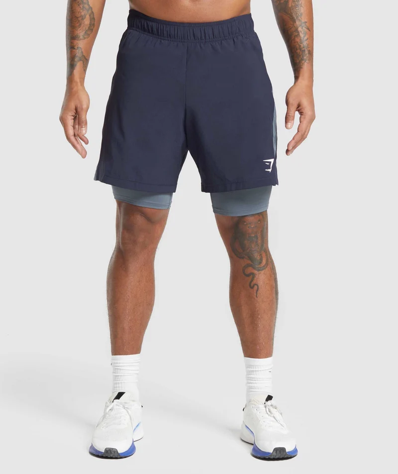 Gymshark Sport 7" 2-in-1 Shorts - Heavy Blue/Iron Blue