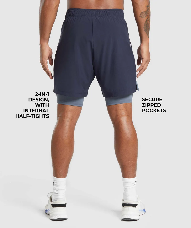 Gymshark Sport 7" 2-in-1 Shorts - Heavy Blue/Iron Blue