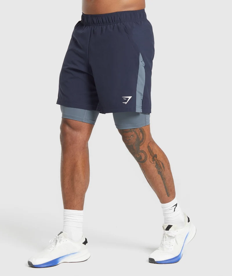 Gymshark Sport 7" 2-in-1 Shorts - Heavy Blue/Iron Blue