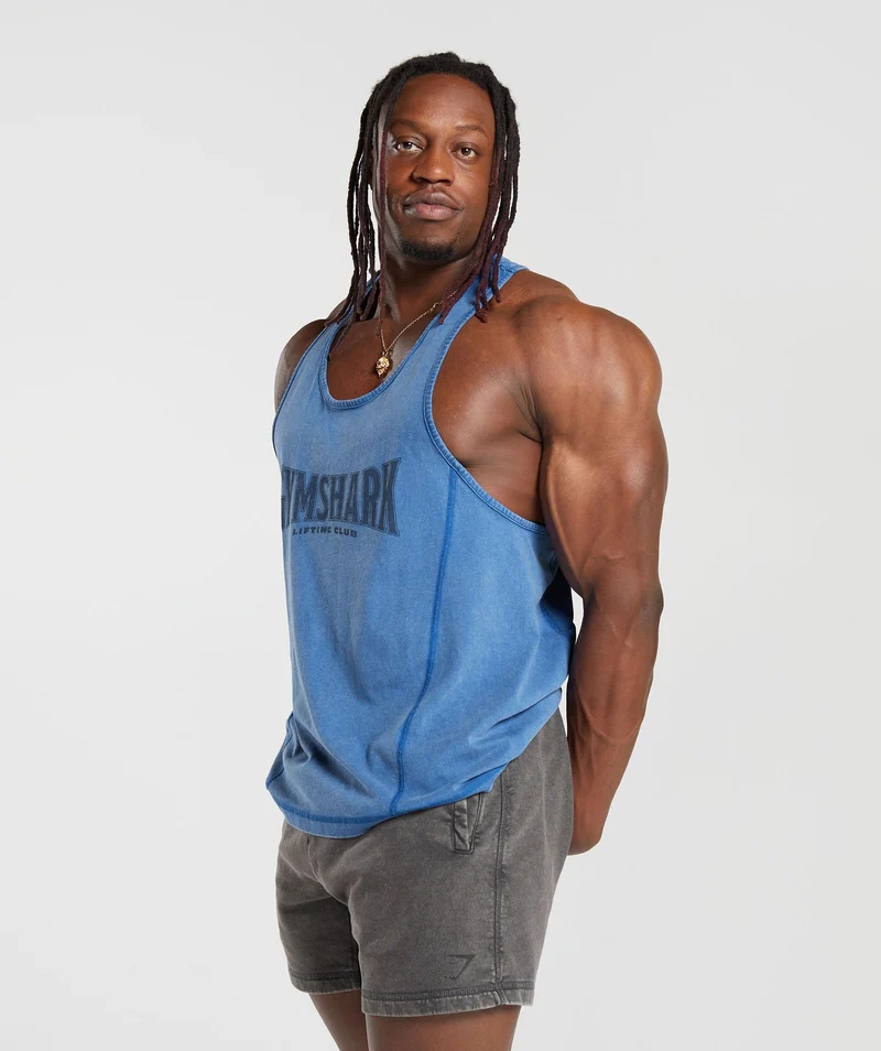 Gymshark Heritage Washed Stringer - Vintage Blue/Acid Wash Small Ball