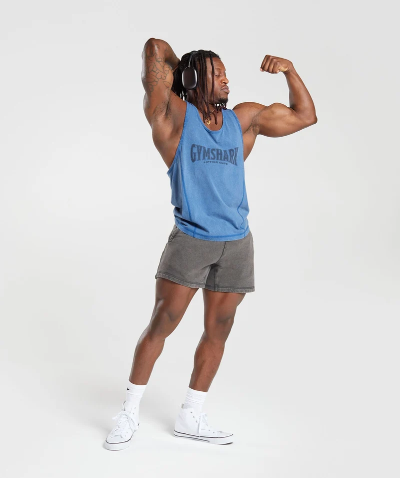 Gymshark Heritage Washed Stringer - Vintage Blue/Acid Wash Small Ball