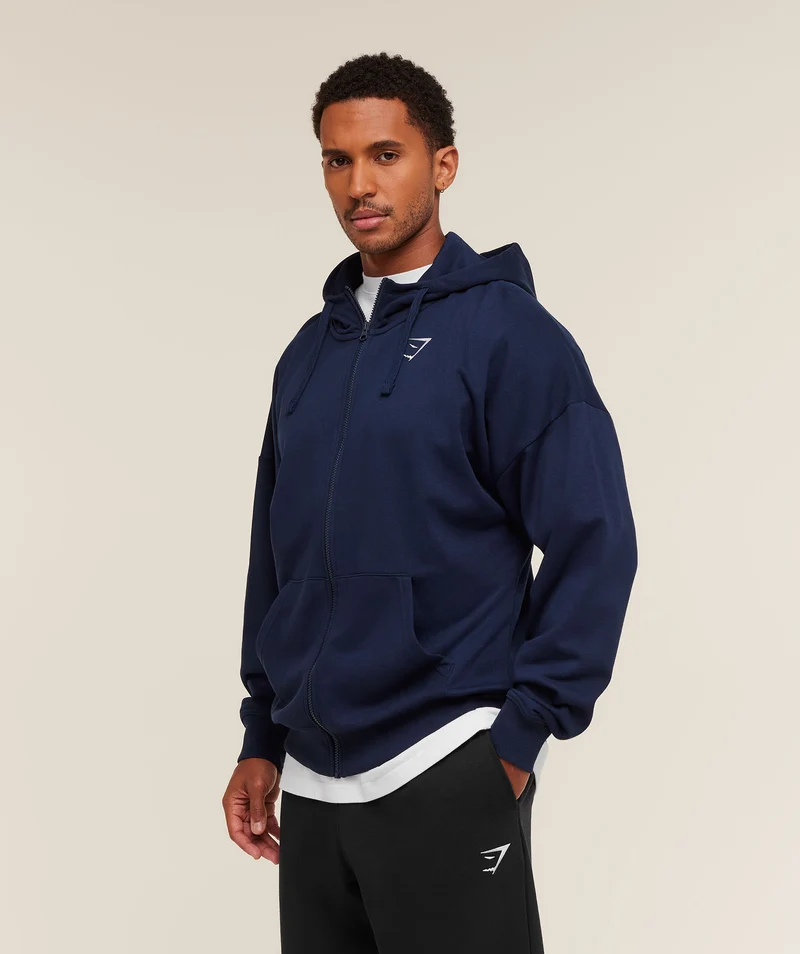 Gymshark Essential Oversized Zip Up Hoodie - Navy