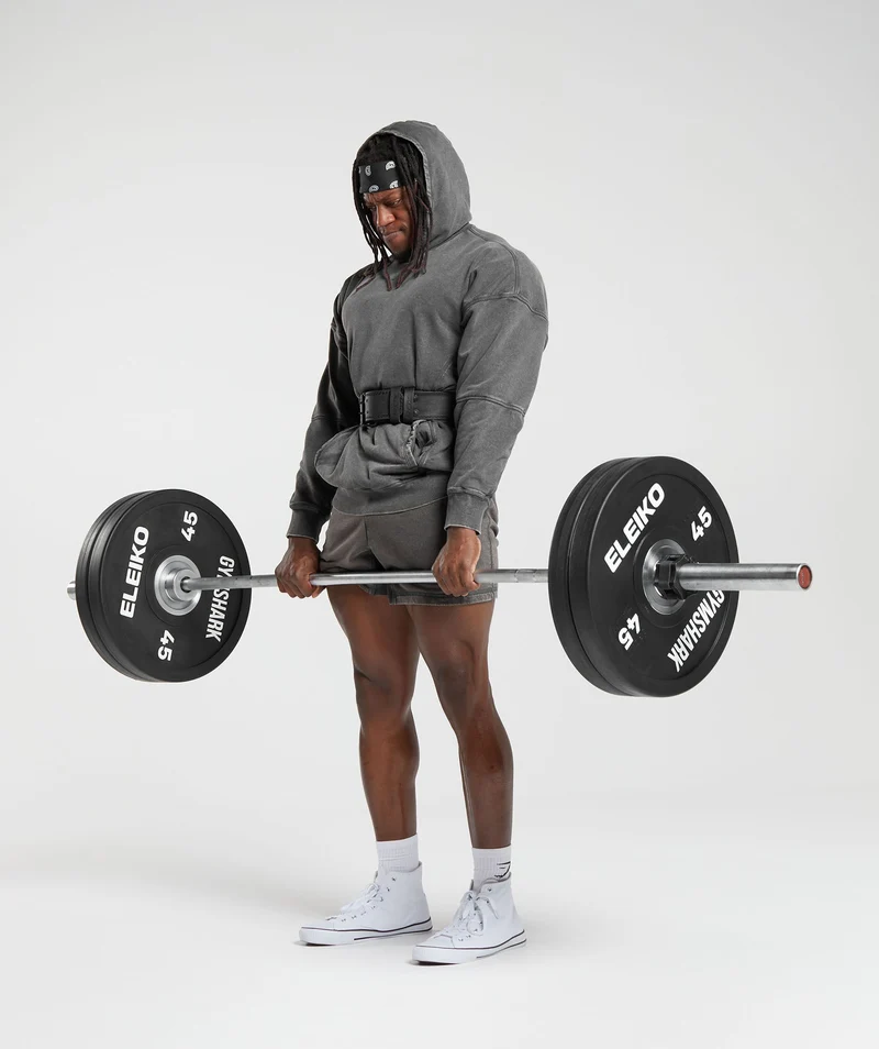 Gymshark Heritage Washed Hoodie - Onyx Grey/Acid Wash Small Ball