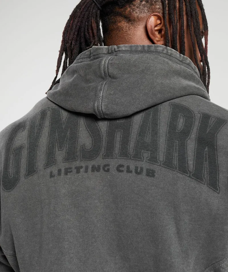 Gymshark Heritage Washed Hoodie - Onyx Grey/Acid Wash Small Ball