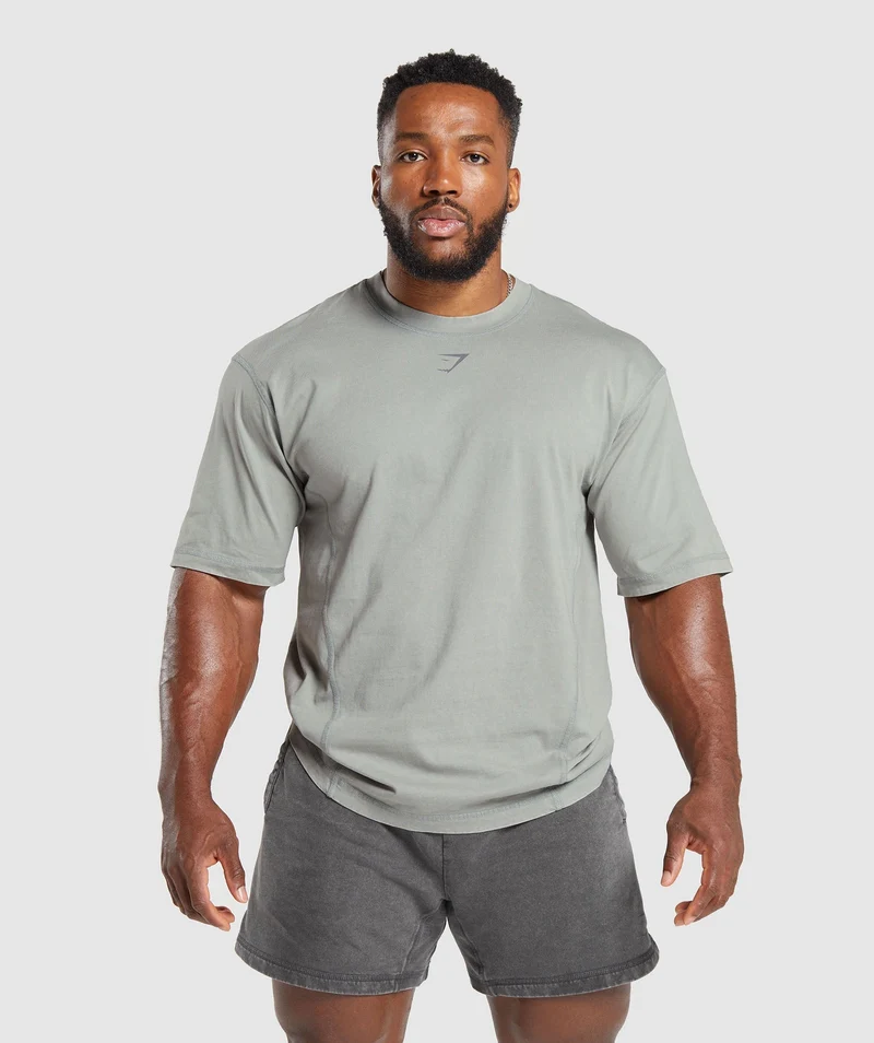 Gymshark Heritage Washed T-Shirt - Smokey Grey/Acid Wash Small Ball