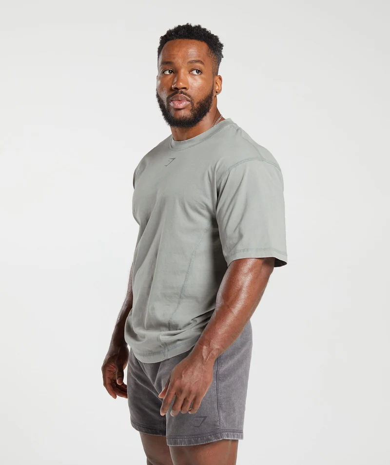 Gymshark Heritage Washed T-Shirt - Smokey Grey/Acid Wash Small Ball