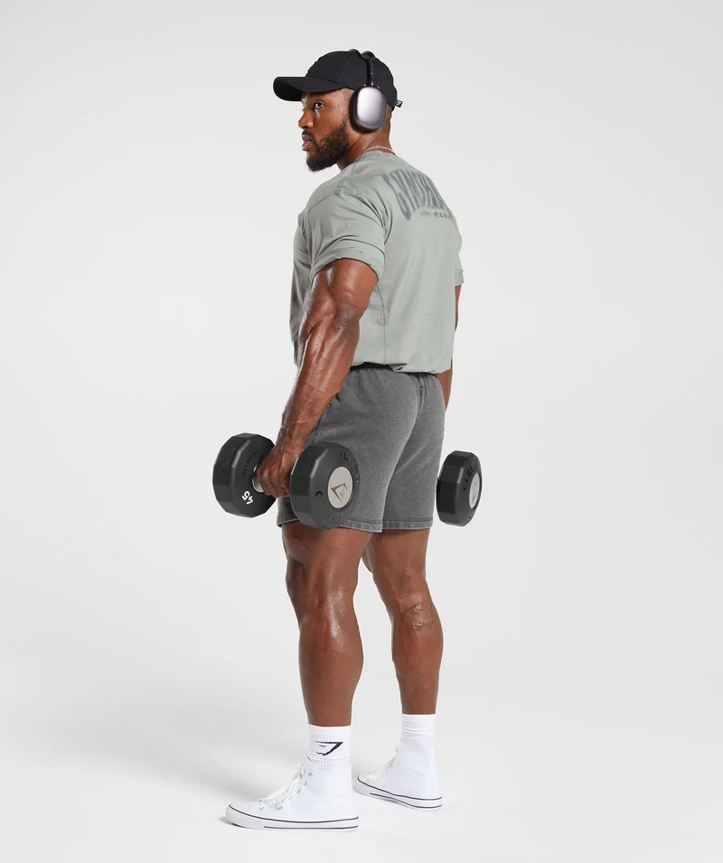 Gymshark Heritage Washed T-Shirt - Smokey Grey/Acid Wash Small Ball