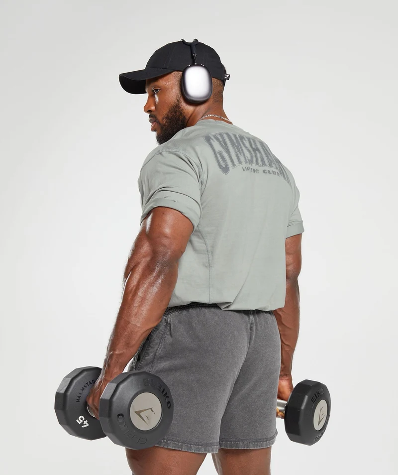 Gymshark Heritage Washed T-Shirt - Smokey Grey/Acid Wash Small Ball