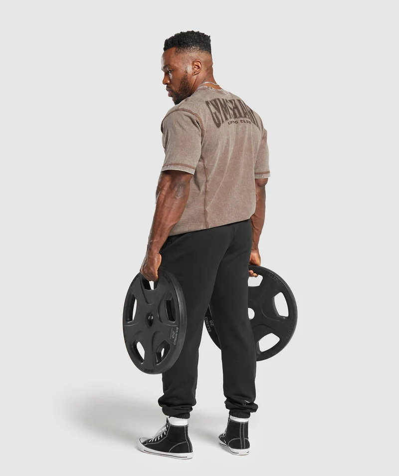 Gymshark Heritage Washed T-Shirt - Penny Brown/Acid Wash Small Ball