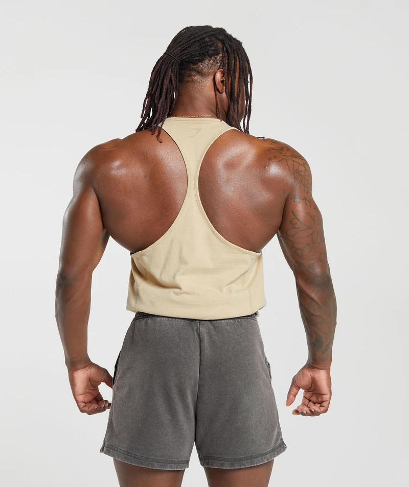 Gymshark Heritage Washed Stringer - Desert Beige/Acid Wash Small Ball