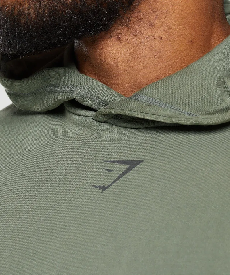 Gymshark Heritage Washed Hoodie - Dusk Green/Acid Wash Small Ball