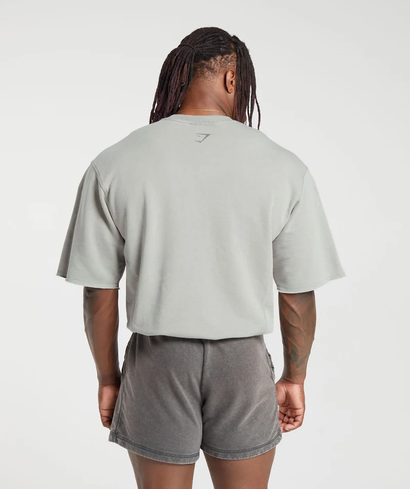 Gymshark Heritage Washed Short Sleeve Crew - Smokey Grey/Acid Wash Small Ball