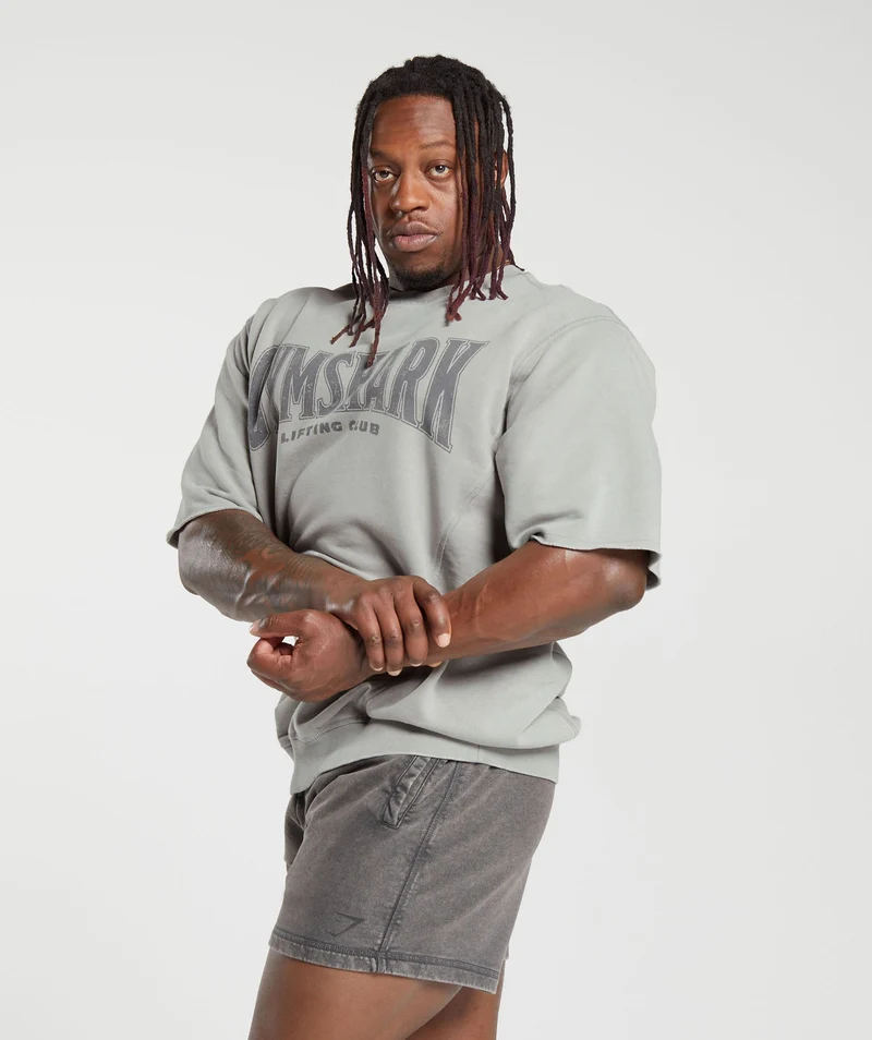 Gymshark Heritage Washed Short Sleeve Crew - Smokey Grey/Acid Wash Small Ball