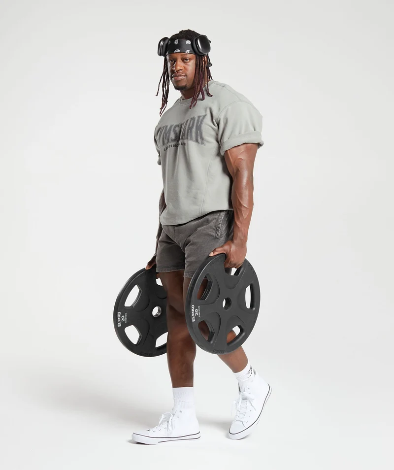 Gymshark Heritage Washed Short Sleeve Crew - Smokey Grey/Acid Wash Small Ball