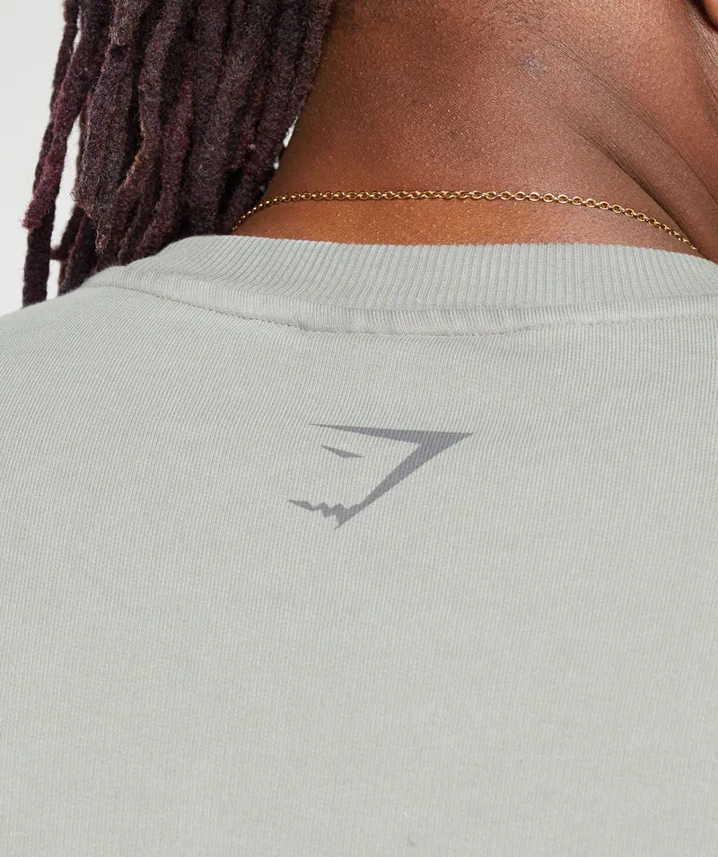 Gymshark Heritage Washed Short Sleeve Crew - Smokey Grey/Acid Wash Small Ball