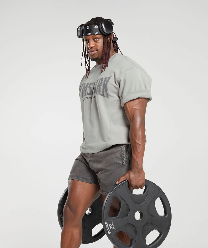 Gymshark Heritage Washed Short Sleeve Crew - Smokey Grey/Acid Wash Small Ball