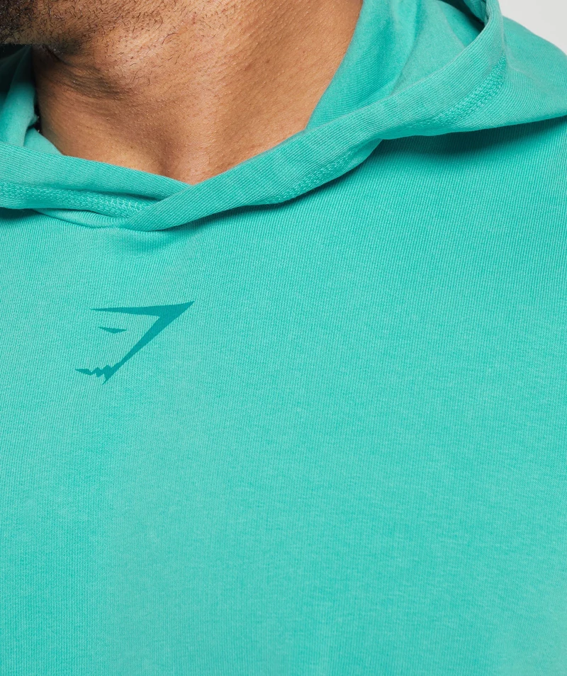 Gymshark Heritage Washed Hoodie - Capri Blue/Acid Wash Small Ball