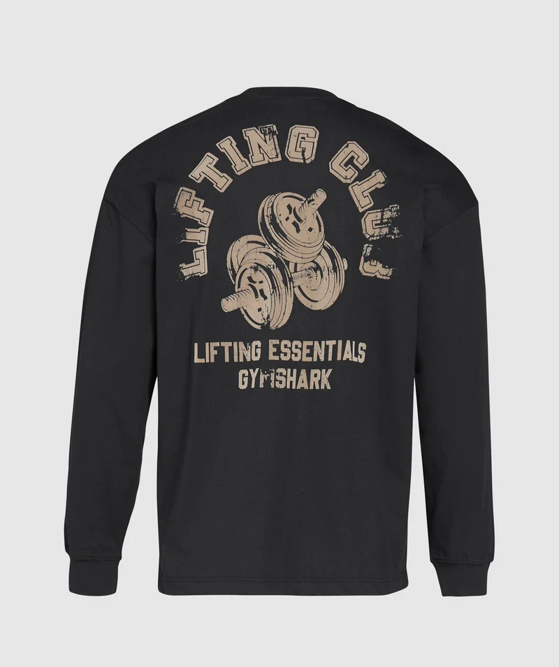 Gymshark Dumbbells Long Sleeve T-Shirt. - Black