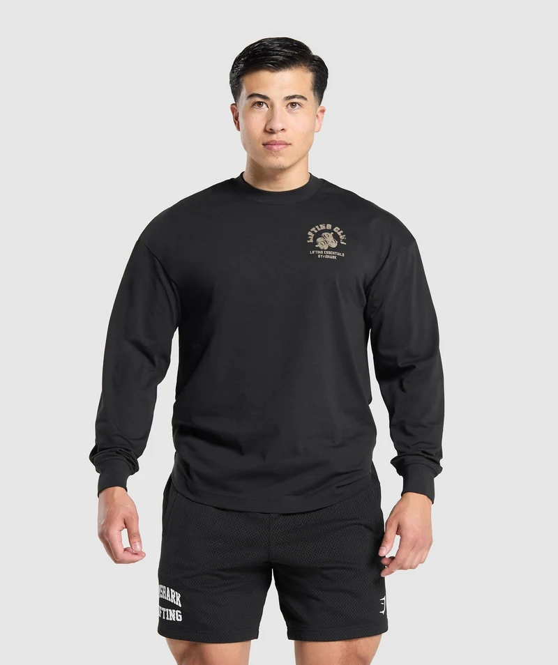 Gymshark Dumbbells Long Sleeve T-Shirt. - Black