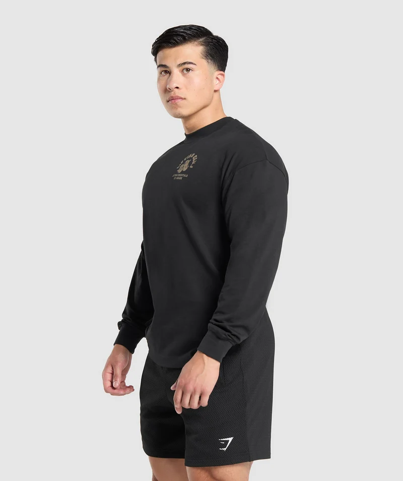 Gymshark Dumbbells Long Sleeve T-Shirt. - Black