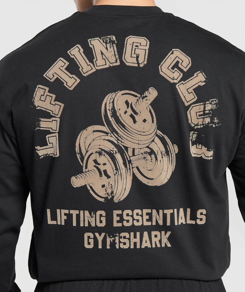 Gymshark Dumbbells Long Sleeve T-Shirt. - Black