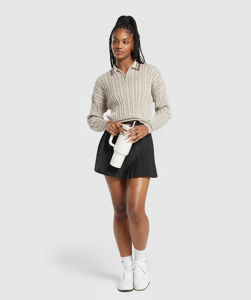 Gymshark Rest Day Cable Knit Pullover - Bros Stone Brown/ Marl/Stone Pink/Penny Brown