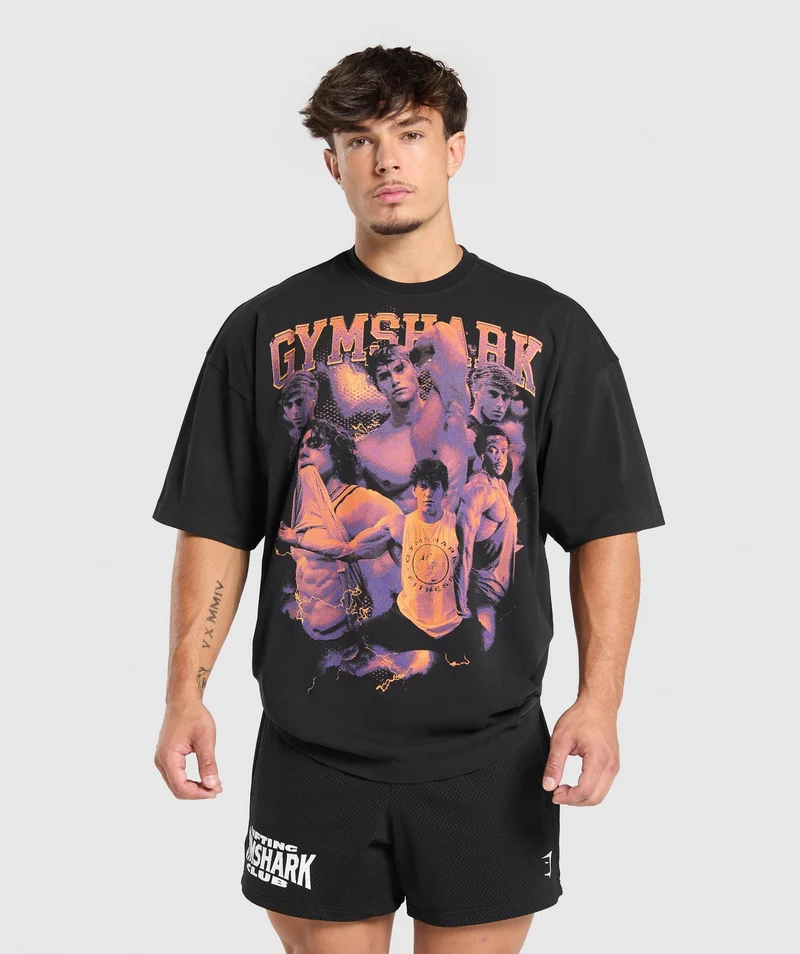 Gymshark Mens Athlete Bootleg Graphic T-Shirt - Black