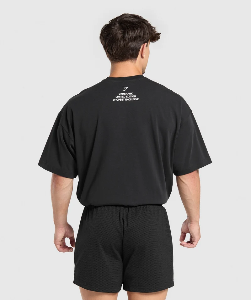 Gymshark Mens Athlete Bootleg Graphic T-Shirt - Black