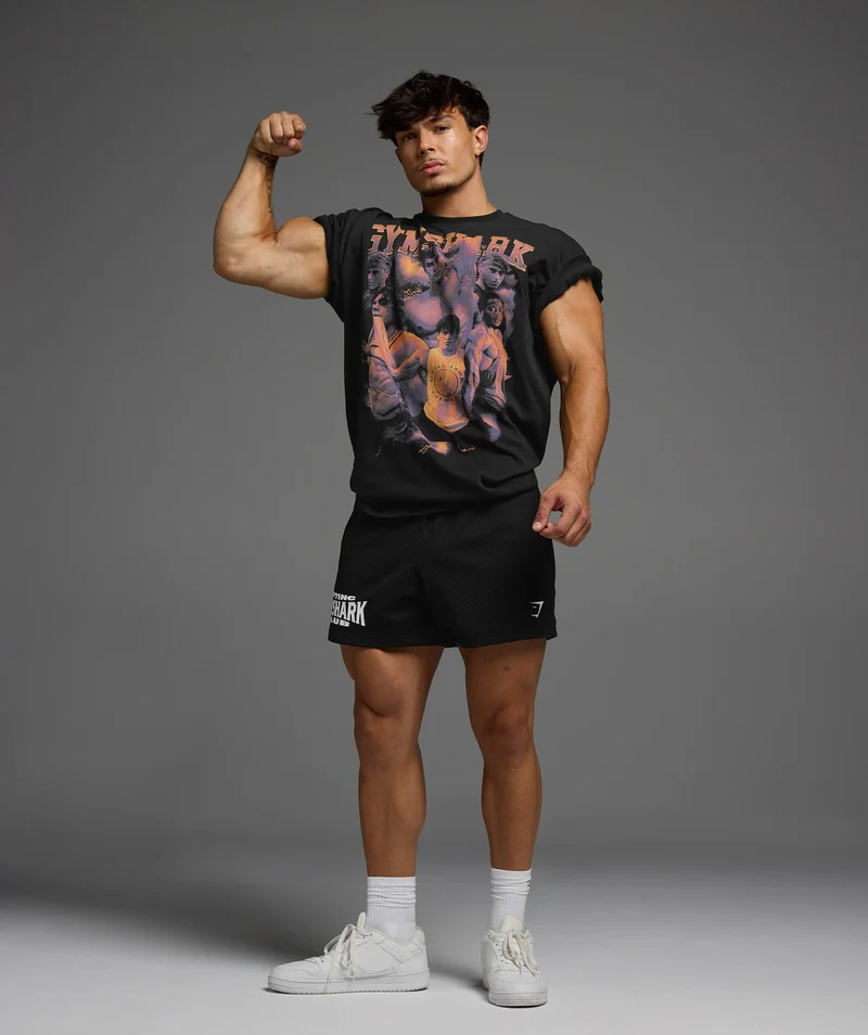 Gymshark Mens Athlete Bootleg Graphic T-Shirt - Black