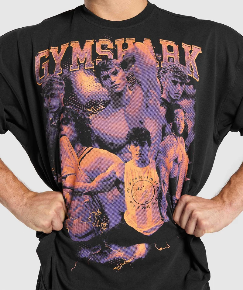 Gymshark Mens Athlete Bootleg Graphic T-Shirt - Black