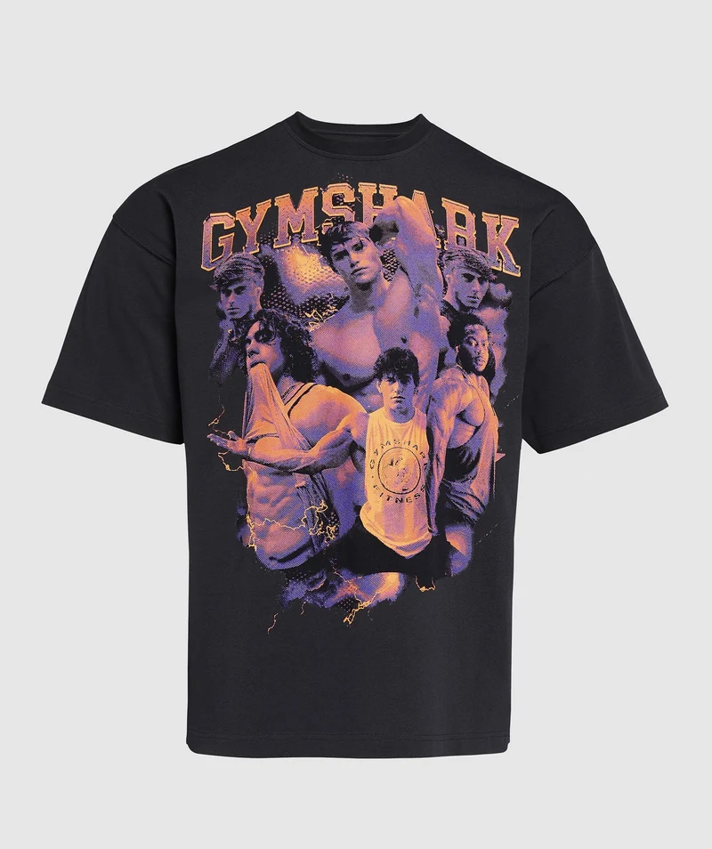 Gymshark Mens Athlete Bootleg Graphic T-Shirt - Black