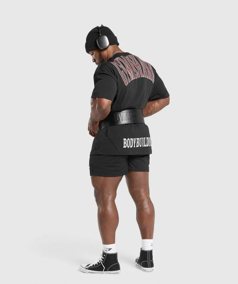 Gymshark Oversized Graphic T-Shirt - Black/Burgundy Brown