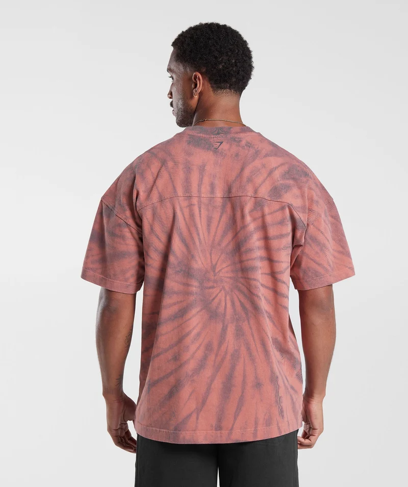 Gymshark Rest Day T-shirt - Terracotta Pink/Dusty Maroon/Spiral Optic Wash