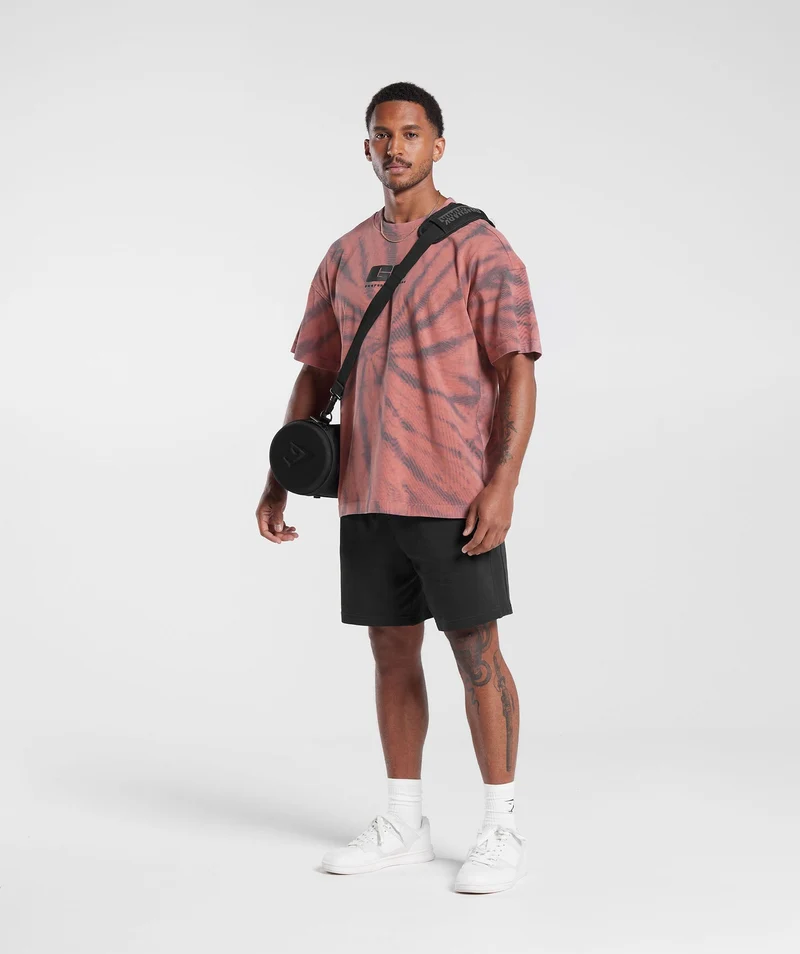 Gymshark Rest Day T-shirt - Terracotta Pink/Dusty Maroon/Spiral Optic Wash
