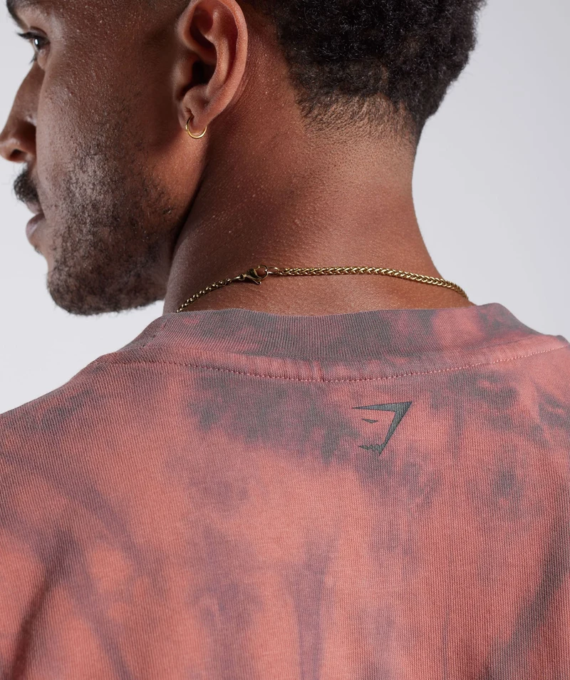Gymshark Rest Day T-shirt - Terracotta Pink/Dusty Maroon/Spiral Optic Wash