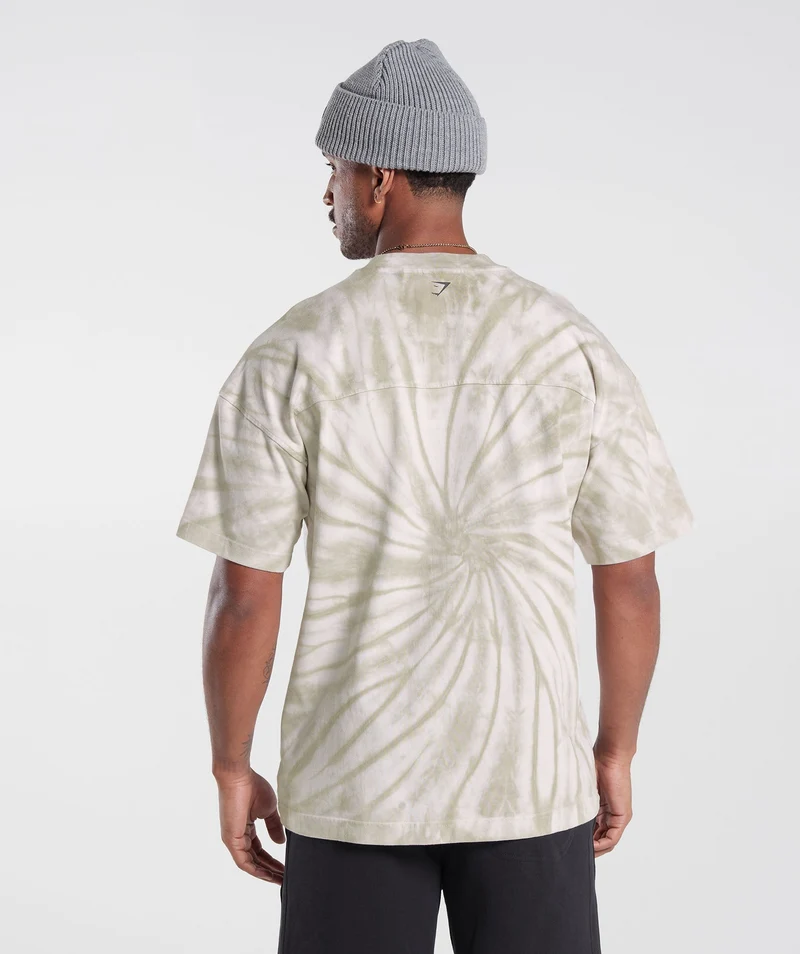 Gymshark Rest Day T-shirt - White/Mushroom Brown/Spiral Optic Wash