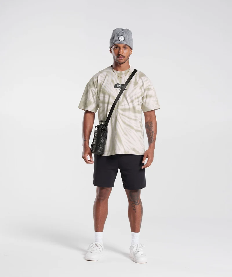Gymshark Rest Day T-shirt - White/Mushroom Brown/Spiral Optic Wash