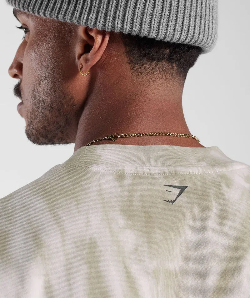 Gymshark Rest Day T-shirt - White/Mushroom Brown/Spiral Optic Wash