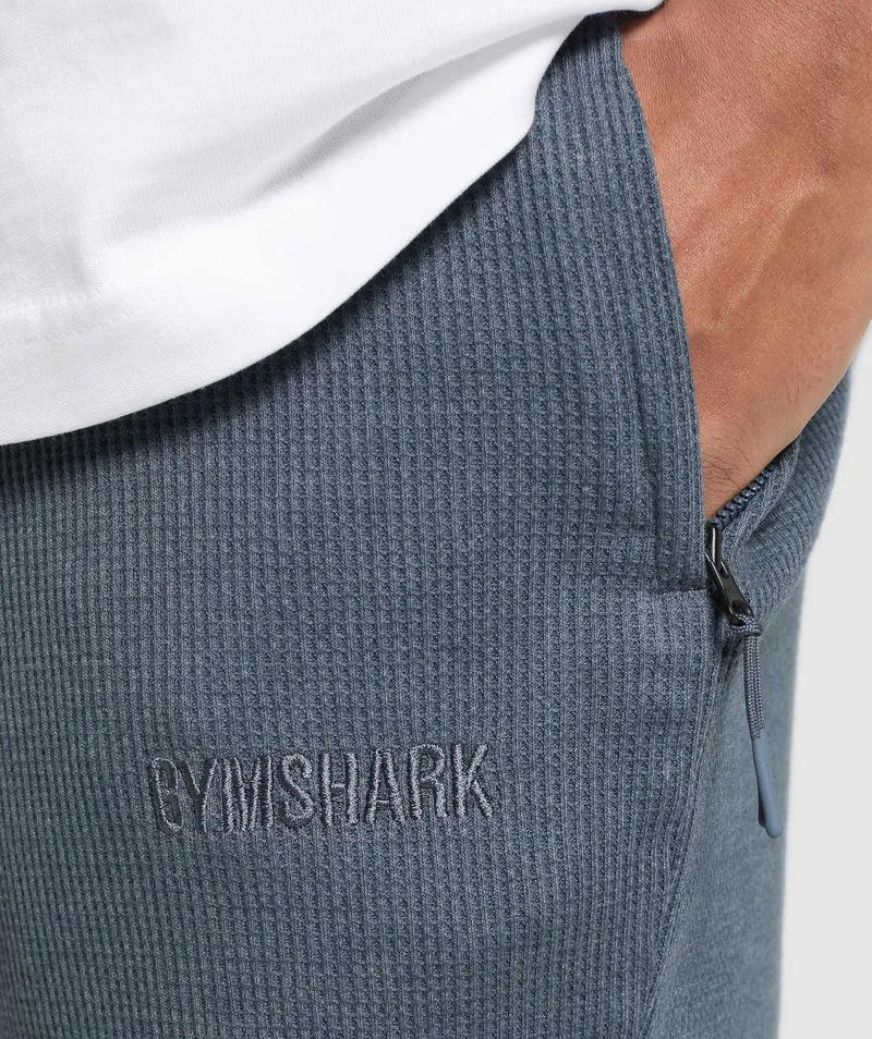 Gymshark Waffle Shorts - Titanium Blue/Cotton Part Dye