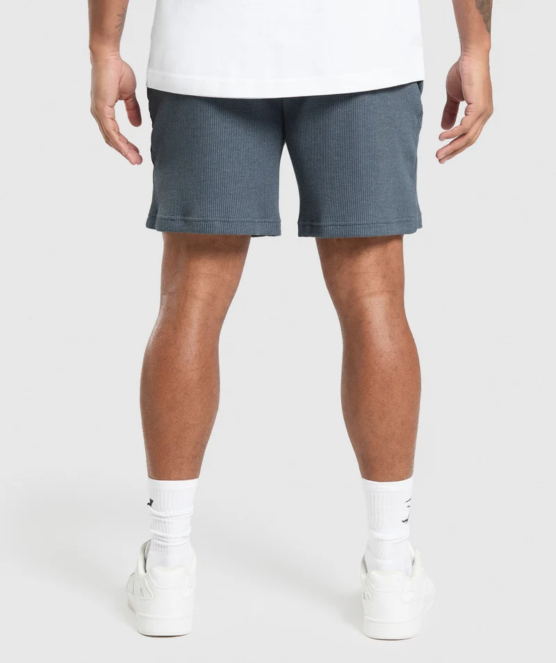 Gymshark Waffle Shorts - Titanium Blue/Cotton Part Dye