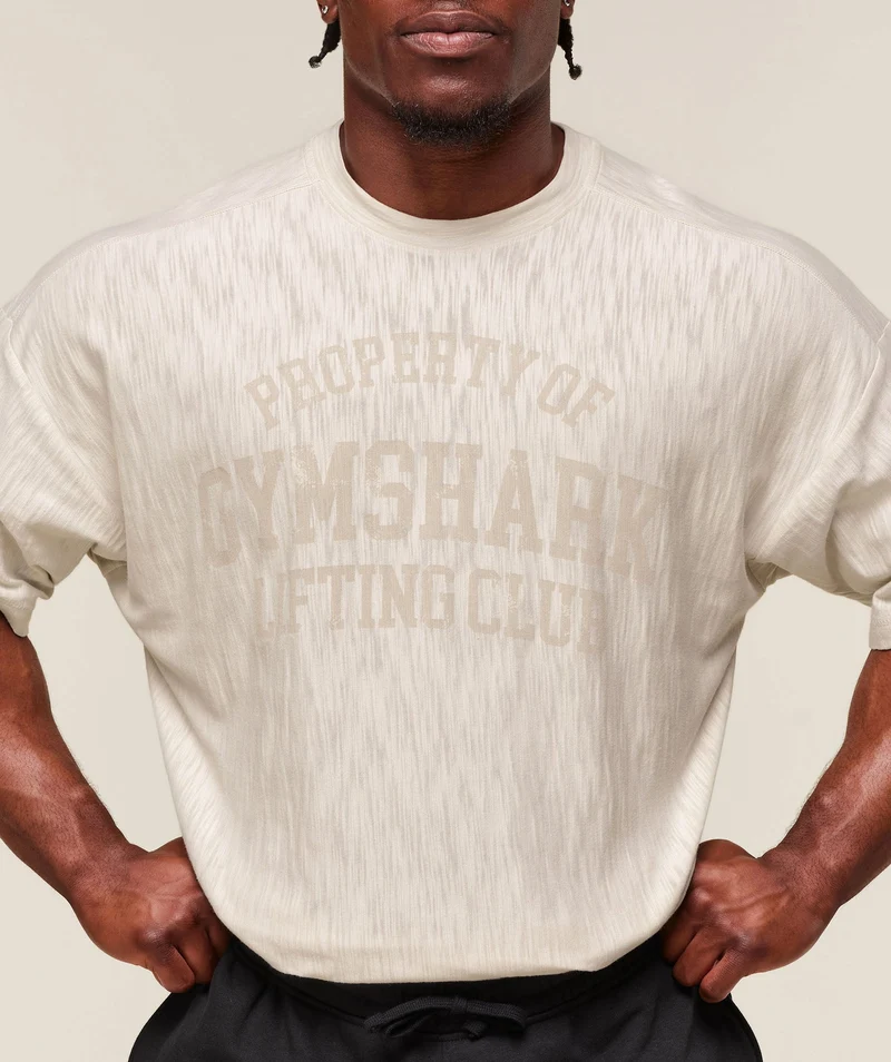 Gymshark Lightweight Slub Textured T-Shirt - Oat White